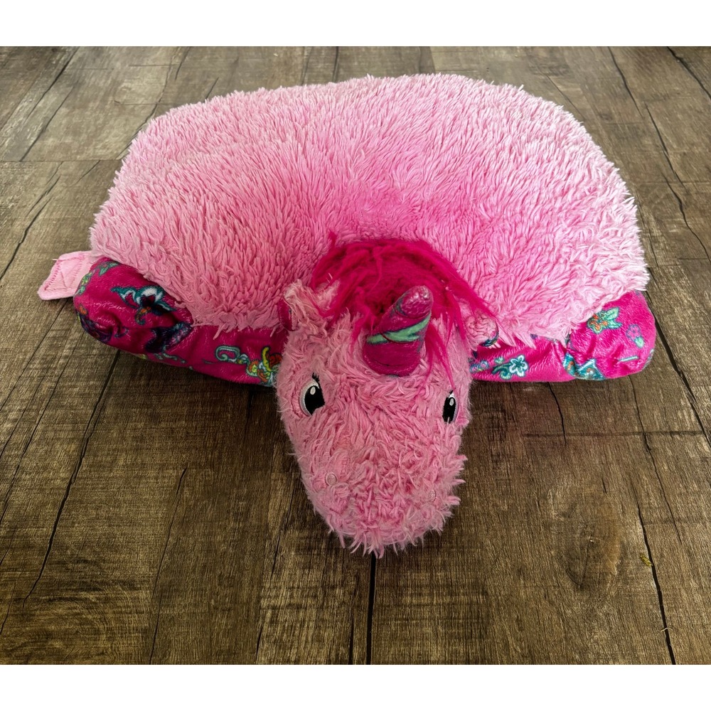Pillow Pets Magical Unicorn Pink Shaggy Plush Stuffed Animal Travel Pillow Toy